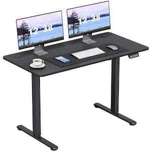 48 in. W Black Electric Rectangular Standing Desk with Side Hook Adjustable Height Home Office Desk