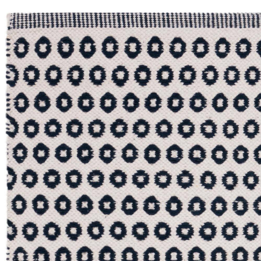 Navy & Ivory Hand-Woven Wool-Cotton Blend Runner Rug - 2'3" x 7'