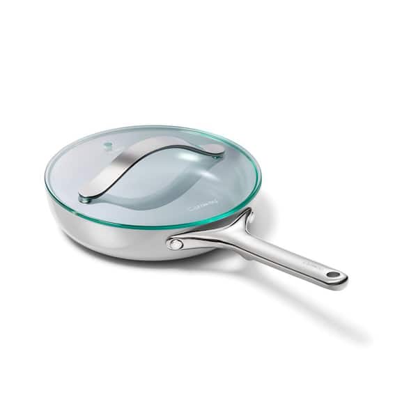 CARAWAY HOME 1 Piece Ceramic Mini Fry Pan Cookware Set with Glass Lid in Gray