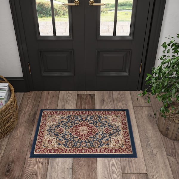 Sensation Border Navy 2 ft. x 3 ft. Indoor Area Rug
