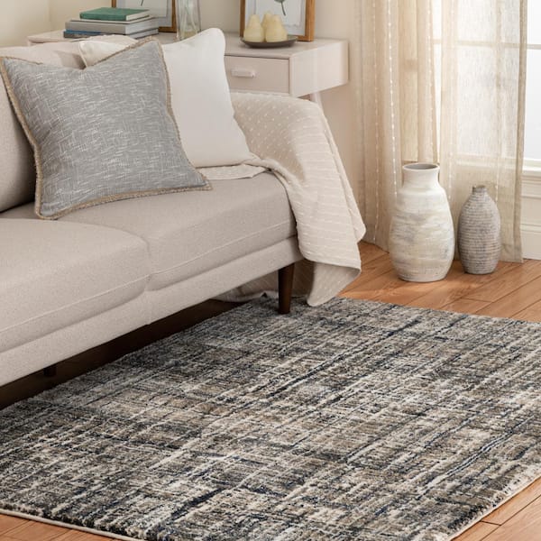 Bazaar Zana Navy/Nickel 8 ft. x 10 ft. Menswear Polypropylene Area Rug