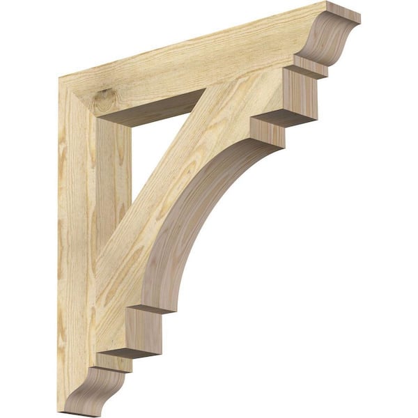 Ekena Millwork 4 in. x 26 in. x 26 in. Douglas Fir Merced Traditional Rough Sawn Bracket