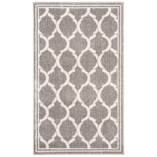 SAFAVIEH Amherst Dark Gray/Beige Doormat 3 ft. x 5 ft. Geometric Interlace Area Rug
