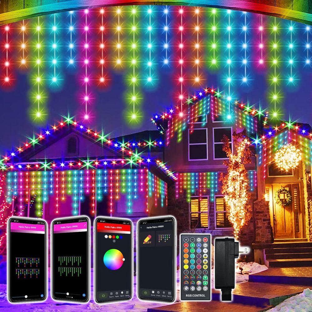 AVATAR CONTROLS 33 ft. 252 LED Smart Icicle String Lights