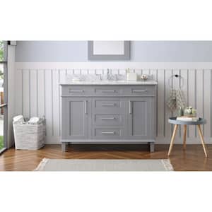 Sonoma 48 in. Single Sink Freestanding Pebble Gray Bath Vanity with Carrara Marble Top (Assembled)