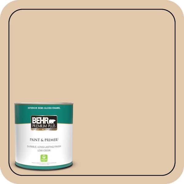 BEHR PREMIUM PLUS 1 qt. #MQ2-08 Irish Cream Semi-Gloss Enamel Low Odor Interior Paint & Primer