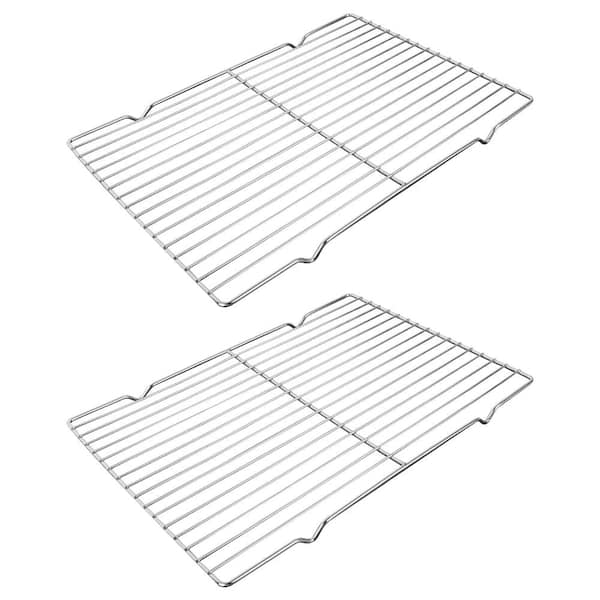 201 Stainless Steel Rectangular Baking Cooling Rack, 14.9 in x 11 in, Oven Safe, Silver (2-Pack)