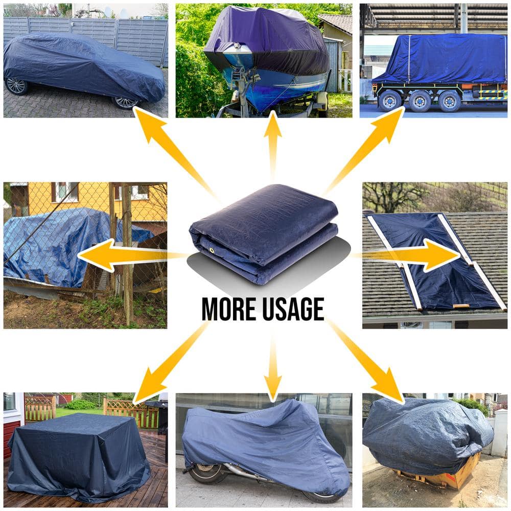 Navy Blue Heavy Duty Rectangular Pool Cover with Overlap