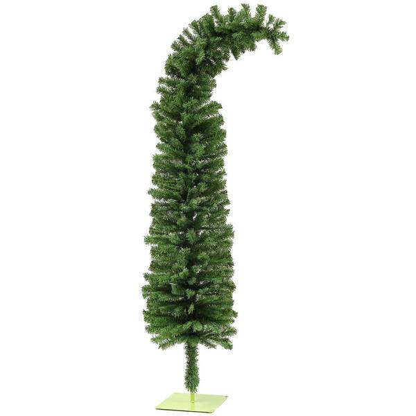 6ft Whimsical Pencil Christmas Tree, Slim Artificial Christmas Tree with Bendable Top, 400 Branch Tips and Metal Base