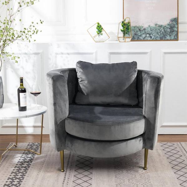 light grey velvet armchair