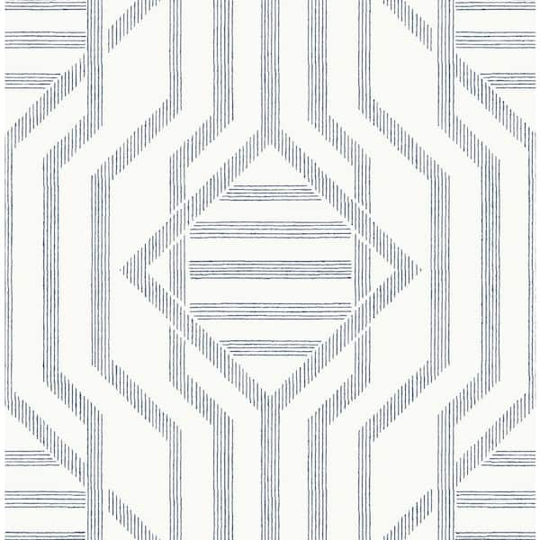 A-Street Prints Essex Dark Blue Geometric Wallpaper Sample