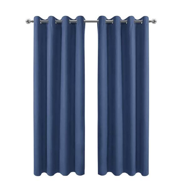 Pro Space 52 in. W x 63 in. L Blackout Curtains with Grommet Top Room Darkening Noise Reducing, Navy Blue（1 Panel）
