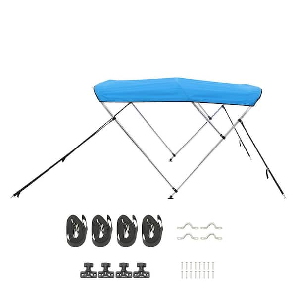 SVOPES 3 Bow Boat Bimini Top, 600D Polyester Cover with Aluminum Frame, Water-Resistant Sunshade Canopy with Storage Bag