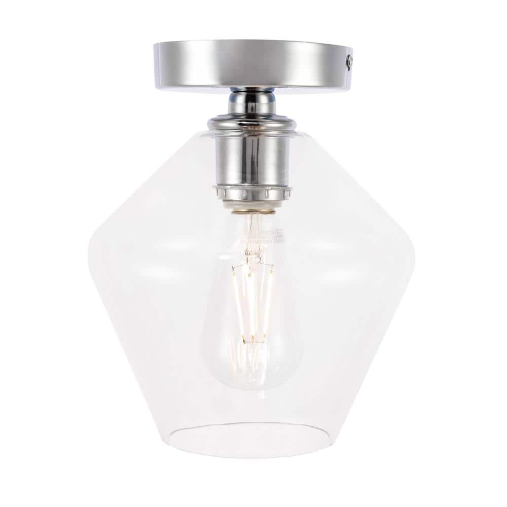 Timless Home 7.9 in. 1-Light Industrial/Mid-Century Modern Chrome And Clear
