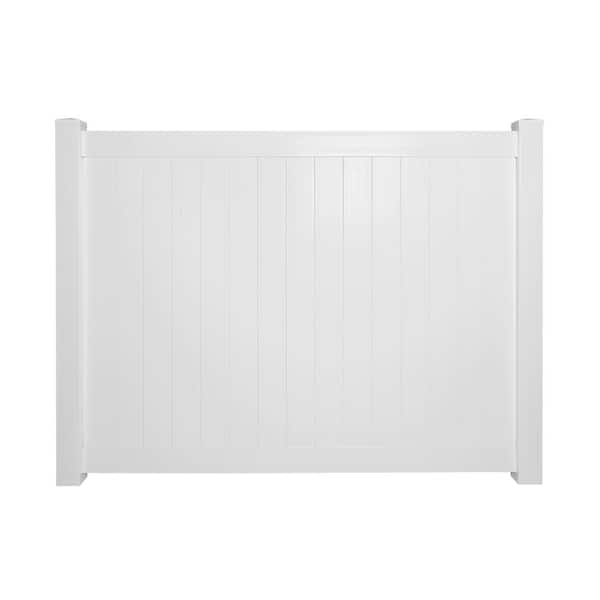 Savannah 72 in. H x 132 ft. L White Vinyl Flat Top Complete Privacy Fence Project Pack