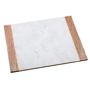 Natural Marble and Mango Wood 16 in. x 20 in. Pastry Board, Cheese Serving Plate
