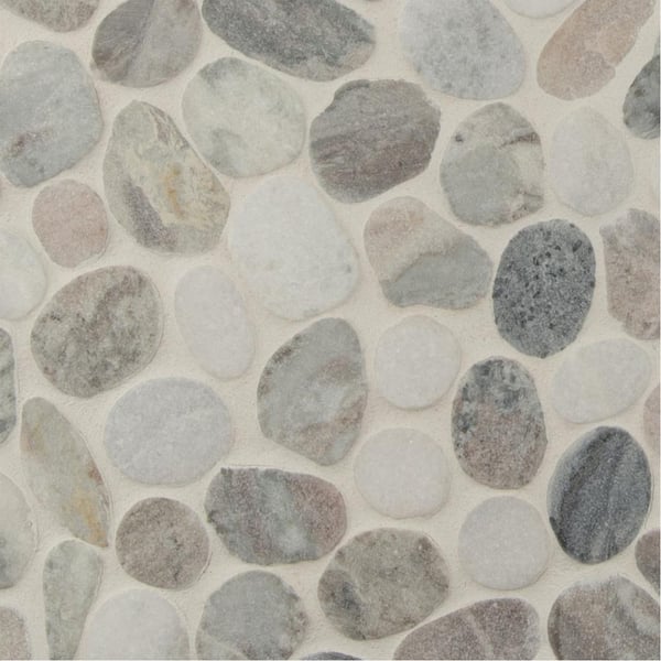 MSI Take Home Tile Sample - Puebla Greige Pebble 4 in. x 4 in. Tumbled Marble Mosaic Floor and Wall Tile