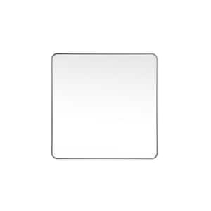 Timeless Home 42 in. W x 42 in. H x Modern Soft Corner Metal Square Silver Mirror