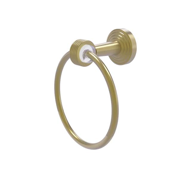 Allied Brass Pacific Beach Wall Mounted Towel Ring with Groovy Accents in Satin Brass