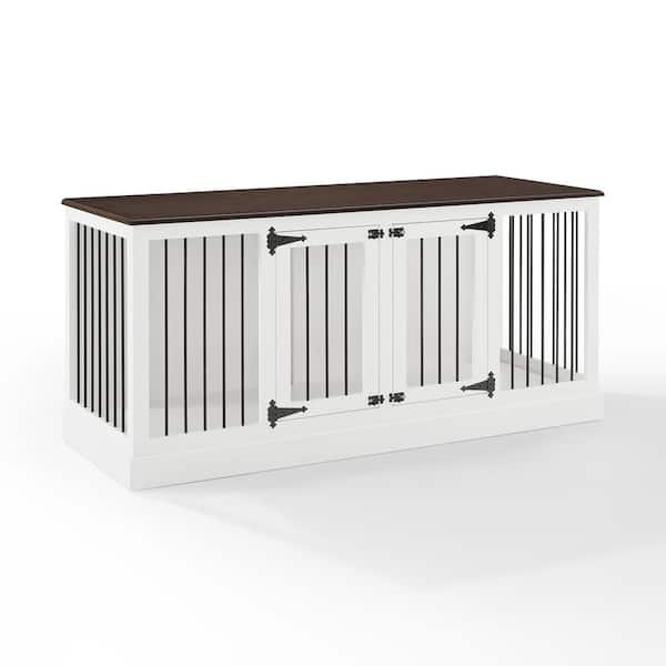 CROSLEY FURNITURE Winslow 65 in. White Standard Rectangle Wood Top Credenza with Pet Storage