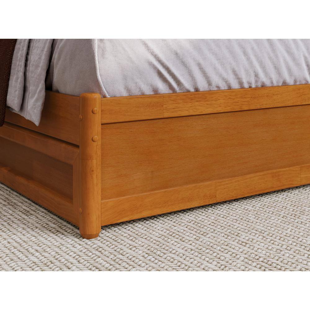 Wesley King Light Toffee Wood Platform Bed with Storage Drawers