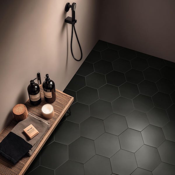 MSI Glassel Nero Hexagon Matte Porcelain Tile 9 in. x 10 in