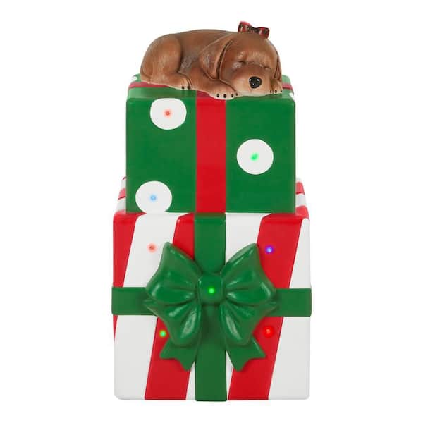 2.5 ft LED Labrador Puppy on Presents