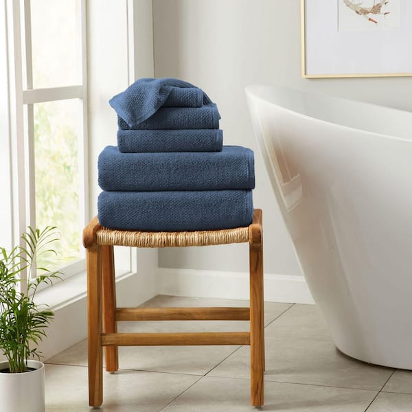 Stone Blue 6-Piece Cotton Quick-Dry Towel Set