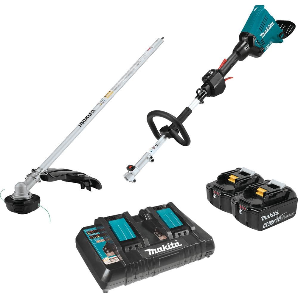 Makita 18-Volt X2 (36-Volt) LXT Lithium-Ion Brushless Couple Shaft Power  Head Kit with Trimmer Attachment (5.0Ah) XUX01M5PT