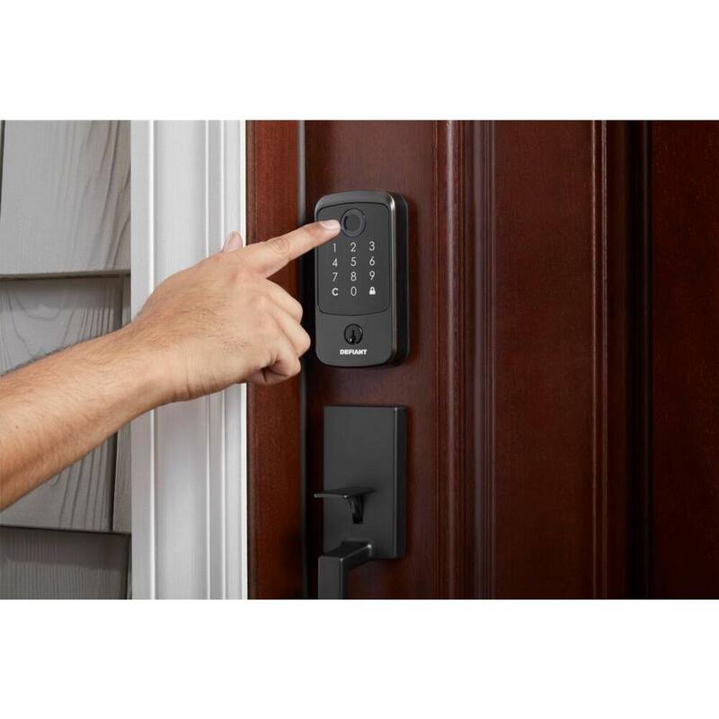 Hubspace Aged Bronze Square Biometric Fingerprint Electronic Touchpad Deadbolt