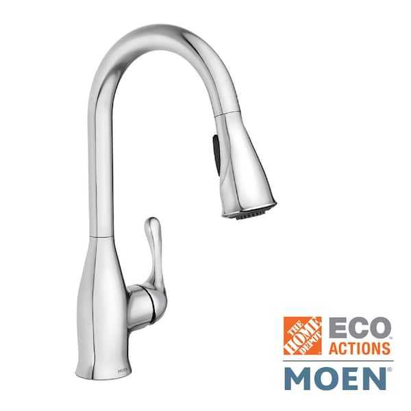 MOEN Kaden Single-Handle Pull-Down Sprayer Kitchen Faucet with Reflex and Power Clean in Chrome