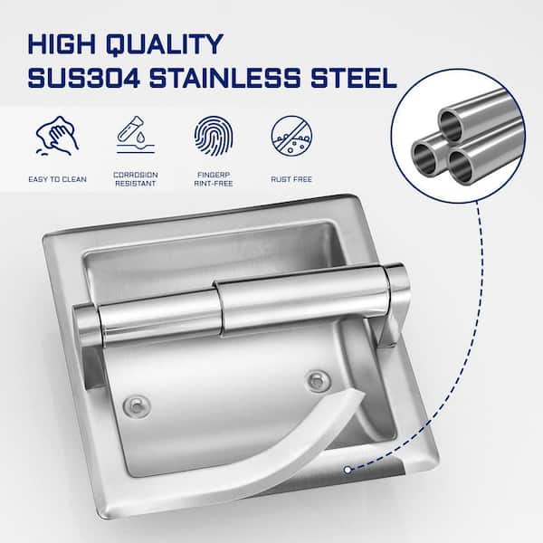 Bathroom Recessed Toilet Paper Holder Wall Mount Rear Mounting Bracket in Brushed Nickel