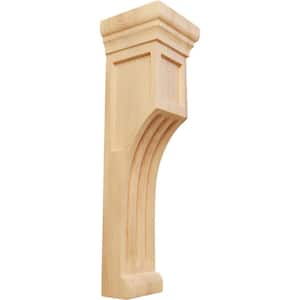4 in. x 4 in. x 14 in. Unfinished Wood Red Oak Recessed Groove Corbel