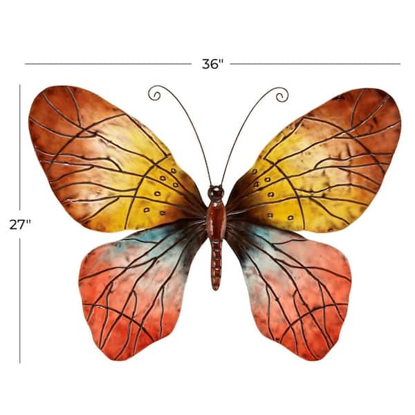 Litton Lane Metal Red Indoor Outdoor Butterfly Wall Decor 64263 - The Home  Depot