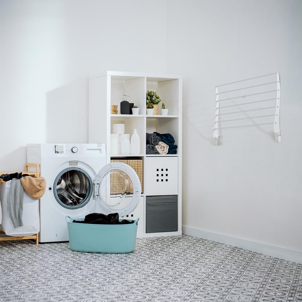 34-Inch White Foldable Wall Mount Drying Rack