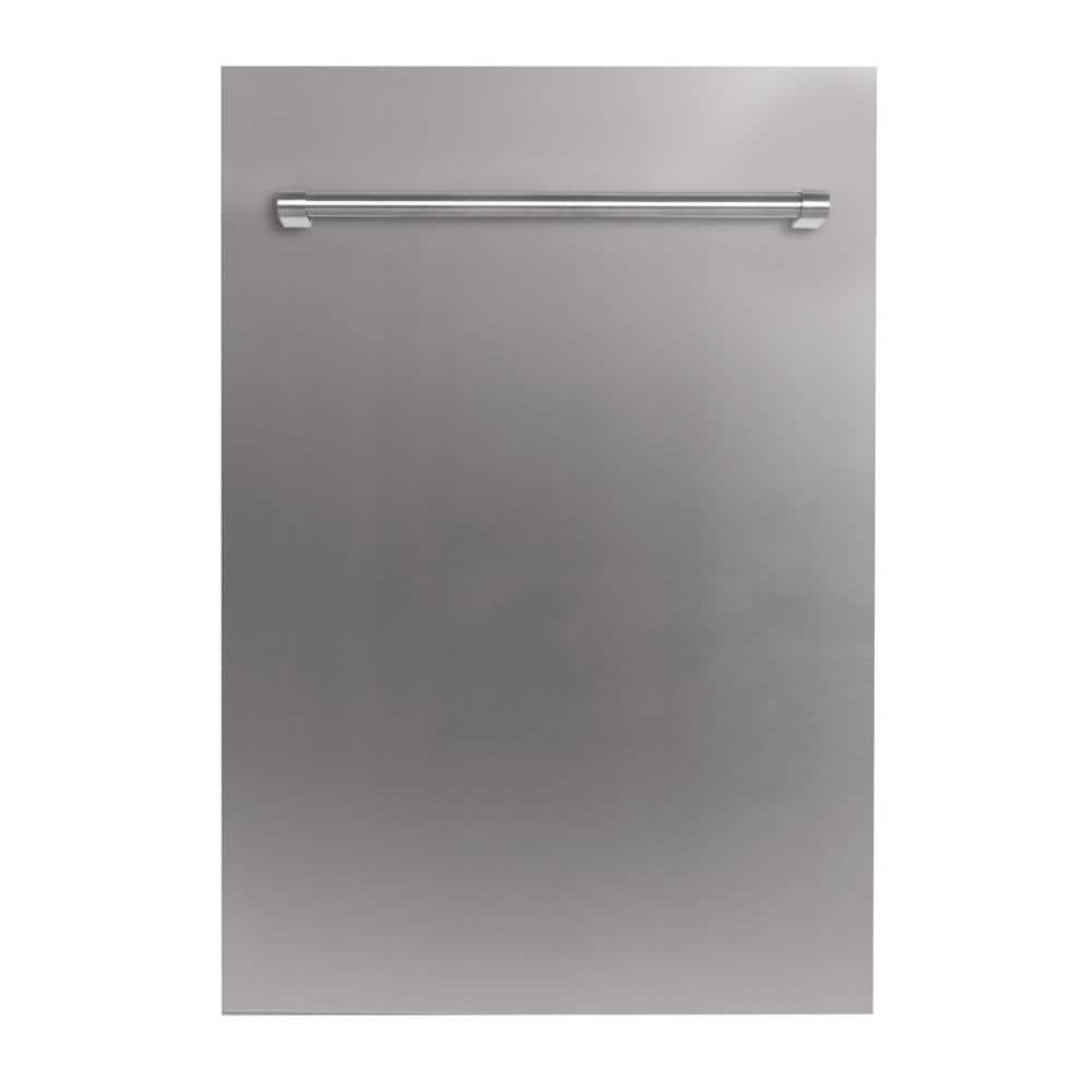 ZLINE Kitchen and Bath 18 in. Top Control 6-Cycle Compact Dishwasher with 2 Racks in Stainless Steel &amp; Traditional Handle, 304 grade Stainless Steel
