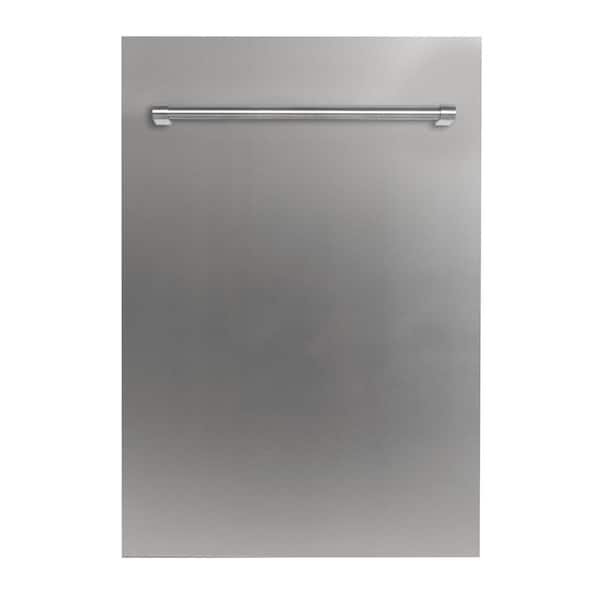 ZLINE Kitchen and Bath 18 in. Top Control 6-Cycle Compact Dishwasher with 2 Racks in Stainless Steel & Traditional Handle