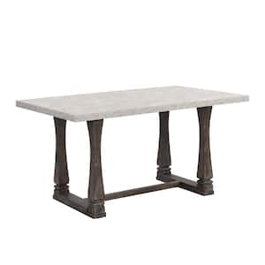 60 in. Classic Farmhouse Rectangle Grey Solid Wood 4 Legs Dining Table (Seats 6)