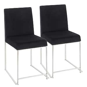 Fuji Black VelvetStainless Steel High Back Dining Chair (Set of 2)