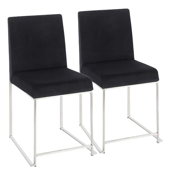 Lumisource Fuji Black VelvetStainless Steel High Back Dining Chair (Set of 2)