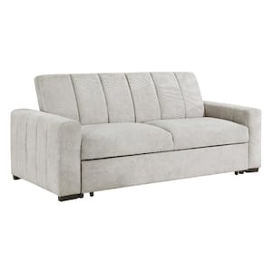 Pagosa 85 in. W. Straight Arm Textured Fabric Rectangle Convertible Sofa with Pull-out Bed in Light Gray