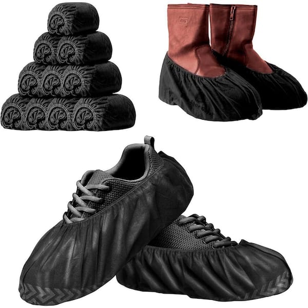 Premium Disposable Boot and Shoe Covers, Water Resistant, Non-Slip, Recyclable Premium Black