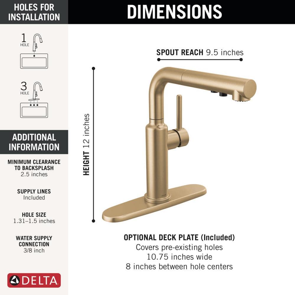 Champagne Bronze Single Handle Pull-Out Kitchen Faucet
