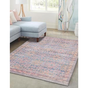 Nostalgia Bliss Antique Blue 10 ft. 6 in. x 13 ft. Machine Washable Area Rug
