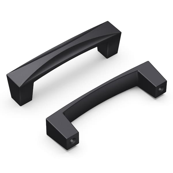 HICKORY HARDWARE Crest Collection Pull 3 in. (76 mm) Center to Center Matte Black Finish Modern Bar Pull Zinc