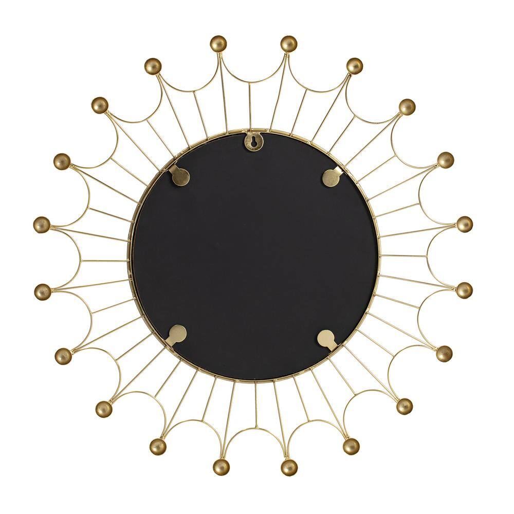 25" Round Frameless Gold Bulb Accent Wall Mirror