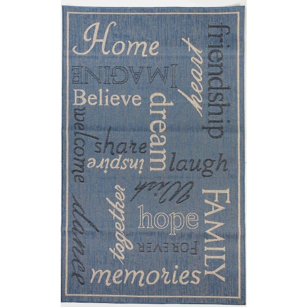 MSRUGS FW Collection Home Family Blue 8 ft. x 10 ft. Polypropylene Indoor/Outdoor Area Rug