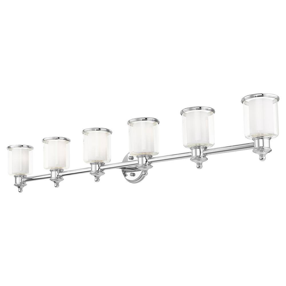 Polished Nickel 6-Light Dimmable Outdoor Vanity Sconce