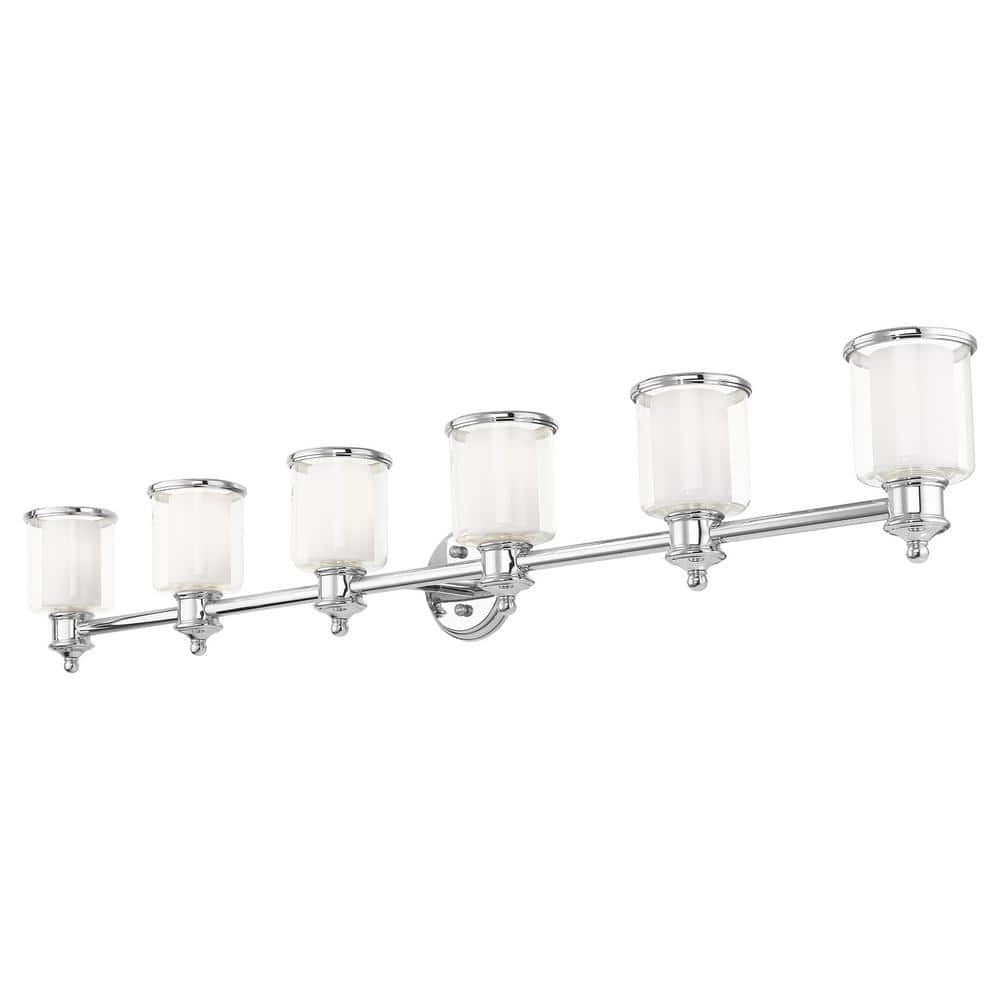 Polished Nickel 6-Light Dimmable Outdoor Vanity Sconce
