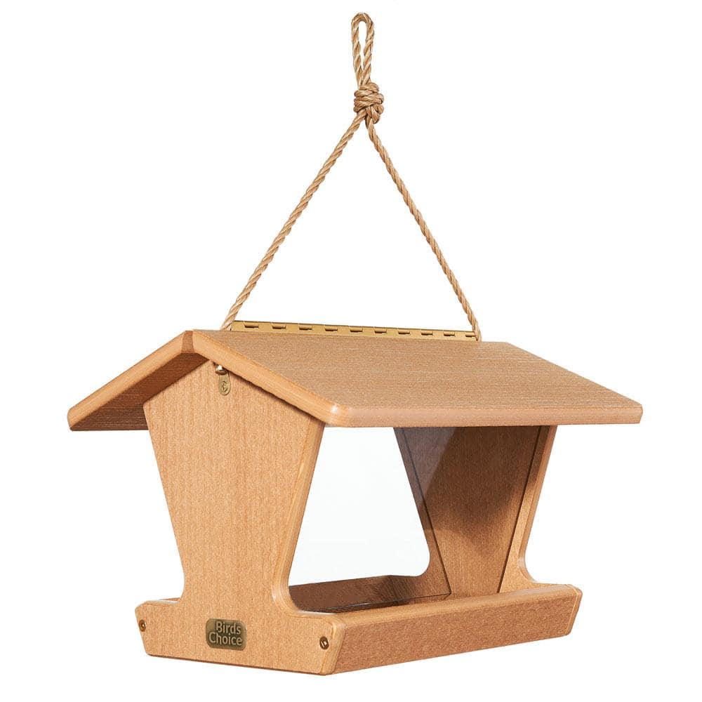 Brazilian Walnut Hanging Plastic Hopper Bird Feeder